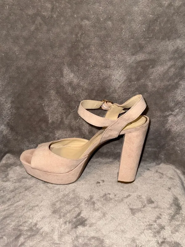 Jessica Simpson Women's Size 9.5M Blush Suede Platform Block Heel Sandals - Image 6