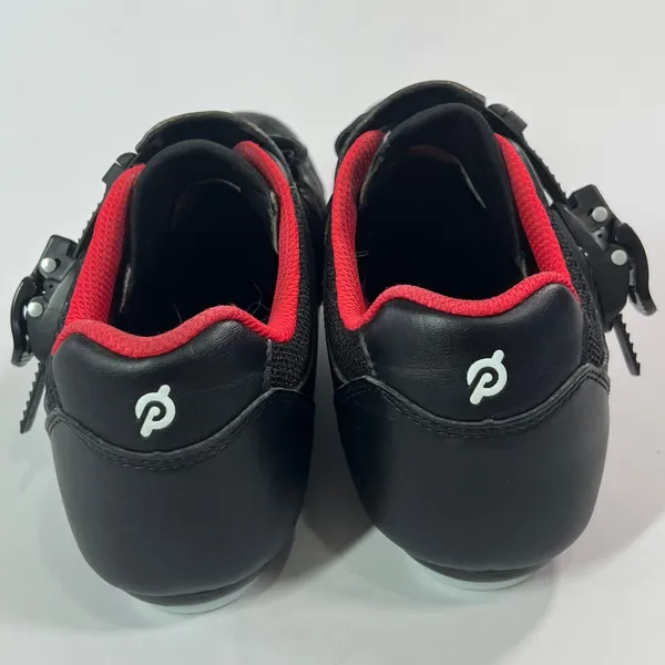 Peloton Cycling Shoes Unisex Size 40 Black Red Hook Loop Ratchet Buckle Cleats - Image 7