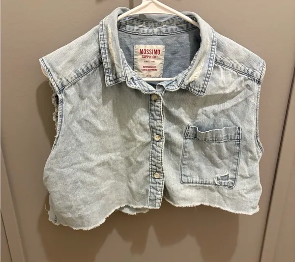 Mossimo Supply Co. Blue Denim Boyfriend Shirt - Image 3