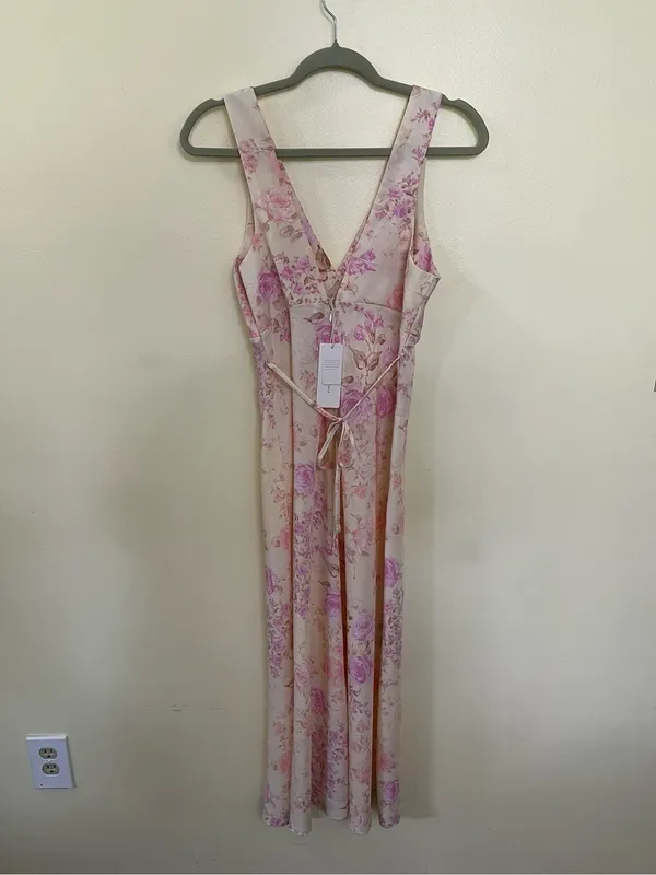 NEW Altar’d State Light Yellow & Pink Floral Maxi Dress Size Medium NWT - Image 6