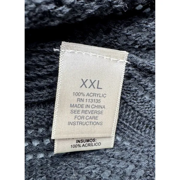 Leo & Nicole Top Sz XXL Women Black Open Knit Cardigan 3/4 sleeves - Image 5
