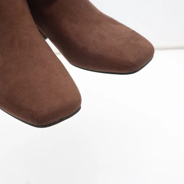 Old Navy Mod Bootie Brown Faux Suede Square Toe Block Heel Ankle Boots 8 - Image 7