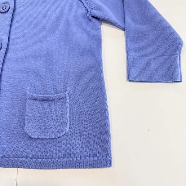 L.L.Bean Periwinkle Blue Button Front Retro Cotton Cardigan Sweater Pockets XL - Image 4