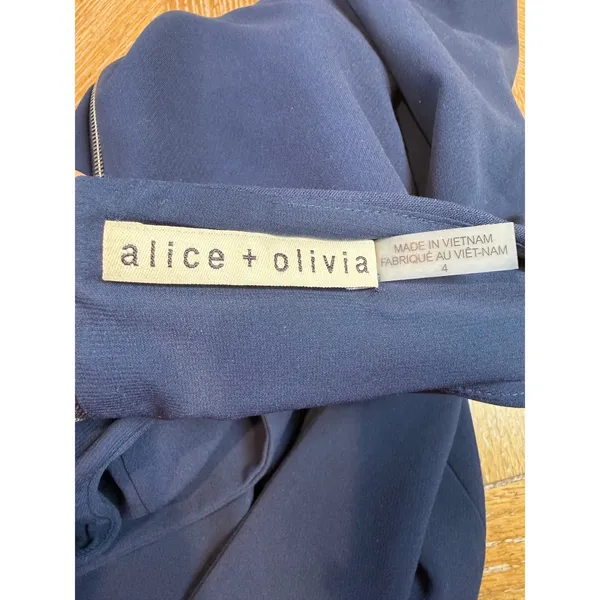Alice +‎ Olivia Virgil Boatneck Mini Dress Tie Waist Short Sleeve Blue Size 4 - Image 6