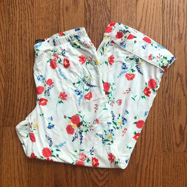 Kate Spade Floral Pajama Pant Set White Red, Blue & Green Accents Women’s Size S - Image 14