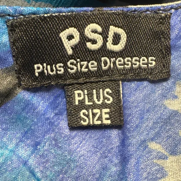 PSD Plus Size‎ Blue Abstract Print Maxi Dress Sleeveless V Neck Casual - Image 3