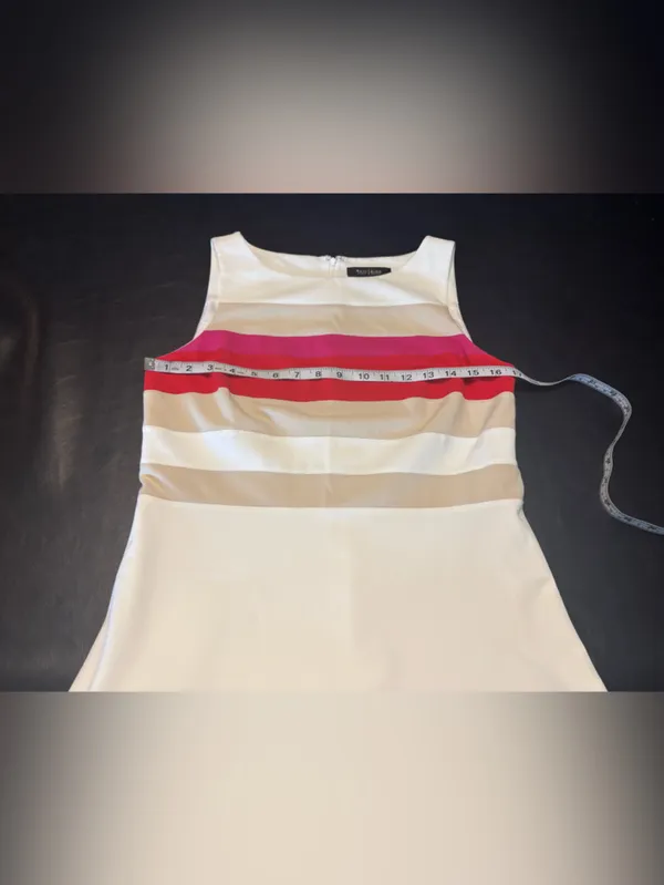 White House Black Market White Sheath Dress with Striped Bodice size 6 - Image 9