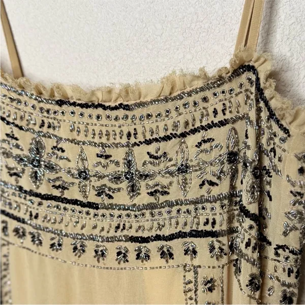 Zara NWT tan embellished beaded mesh midi maxi dress - Image 9