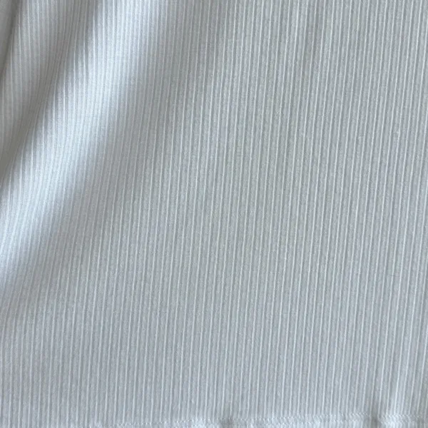 BCBGeneration Cropped Long Sleeve Ribbed Tee, White, Size Medium - Image 16