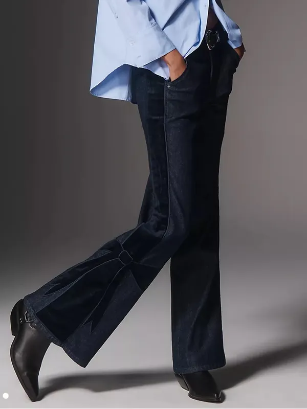 Anthropologie Maeve Bow Peep High-Rise Flare Jeans - Image 3