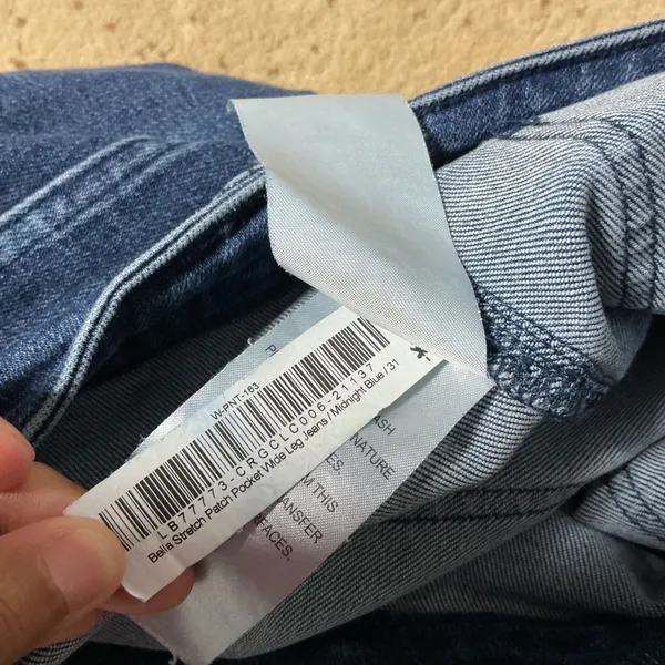 Quince Bella Stretch Patch Pocket Wide Leg Jeans Women 31 Blue High Rise Organic - Image 6