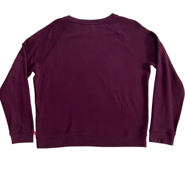 Levi’s Logo Crewneck Plum Sweater Large White Graphic Sweatshirt Womens - Image 7