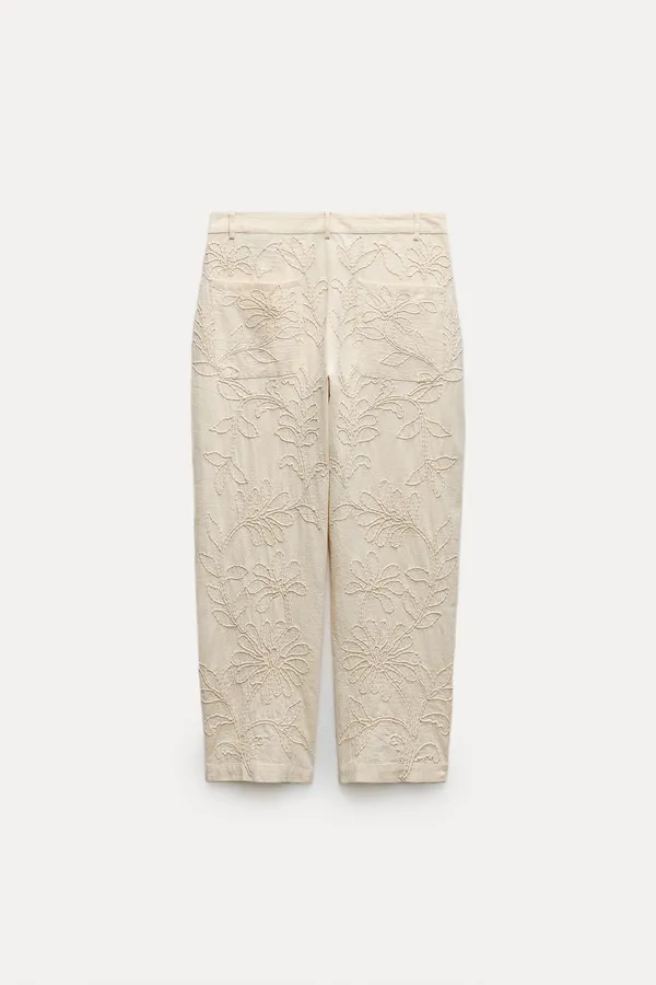 Zara NWT EMBROIDERED PANTS ZW COLLECTION. Size Medium - Image 2