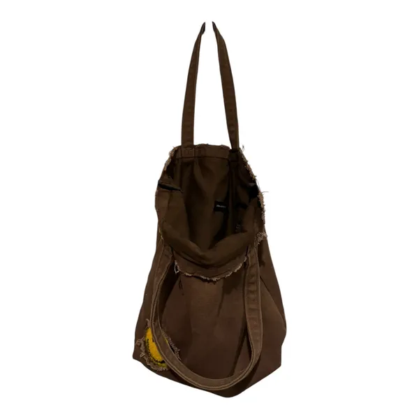 Urban Outfitters Smile Patch Distressed Canvas Brown Tote Bag - Image 11