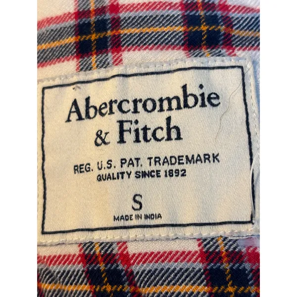 Abercrombie & Fitch Womens Plaid Button Down Shirt White Red Blue Small 1W3761 - Image 6