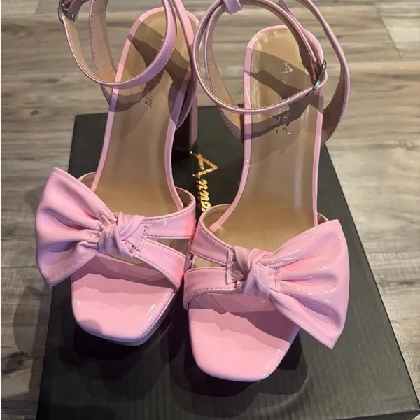 Anne Michelle Elegant Pink Bow High Heels - Image 6