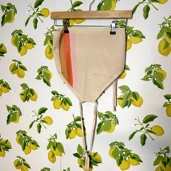 Miss Sparkling Stripe Halter Top and Skirt Set Womens Size XL NWT Tan Orange - Image 2
