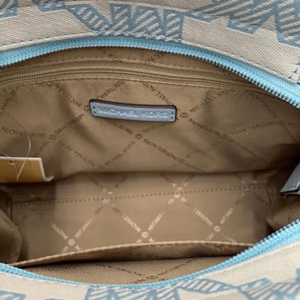 Michael Kors Vista Blue Mirella Tote Purse Small Shopper Top Zip Crossbody - Image 6