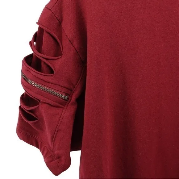 Lagos‎ Wine Red "Live Free" Three Dimensional Tee Artsy Grunge Novelty Rocker XL - Image 5