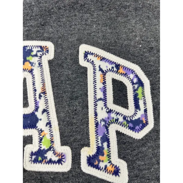 GAP 2012 Floral Logo Applique Pullover Hoodie Sweatshirt Women XXL Dark Gray - Image 7