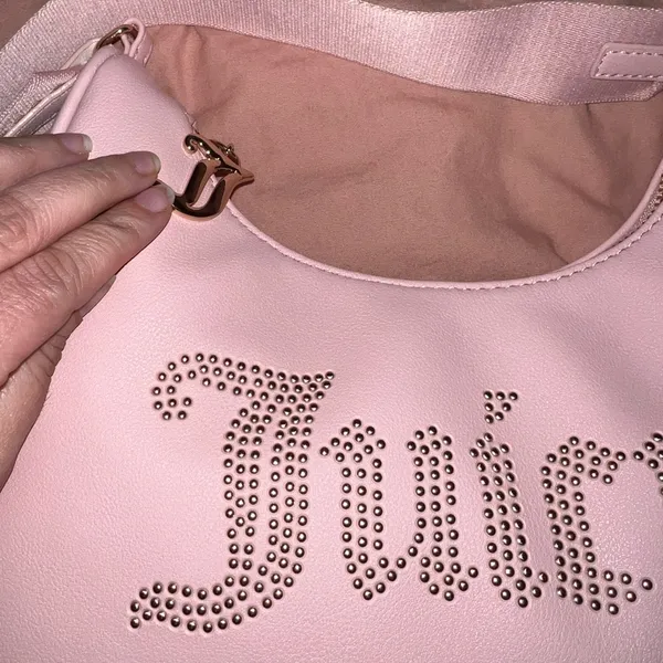 Juicy Couture Pink Shoulder‎ Bag with Gold Logo and zipper - Image 3