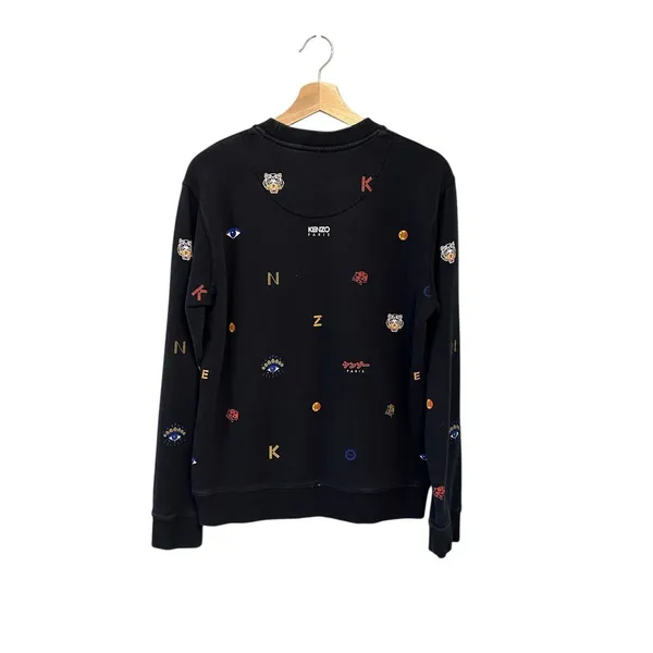 Kenzo Allover Tiger Logo Classic men’s black Sweatshirt medium - Image 3