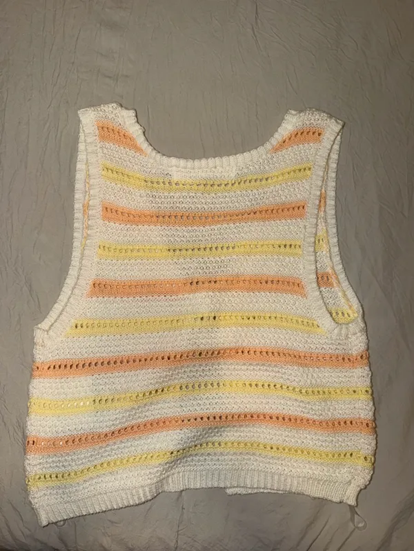 Altar'd State Cream Knit Tank with Yellow & Orange Stripes - Image 3