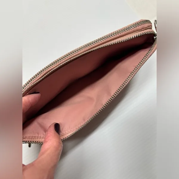 Lululemon Now and Always Pouch Salmon Pink Silver Hardware Removable Wrist Strap - Image 6