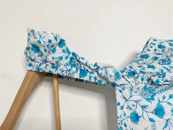 Draper James Ruffled Smocked Sun Dress Blue Floral Print Midi Preppy Summer XL - Image 8