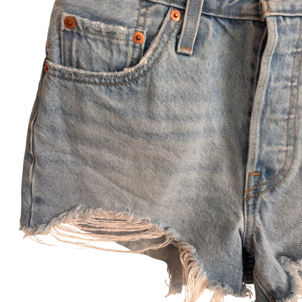 Levis Premium 501 Original High Rise Light Wash Distressed Denim Shorts W25 - Image 3