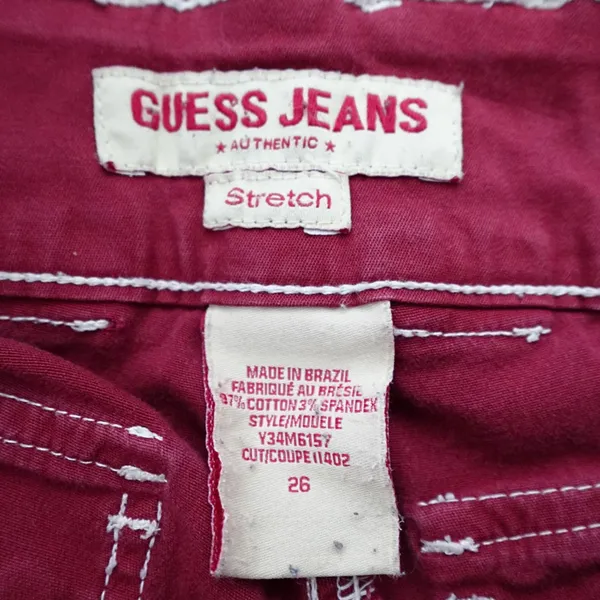 Vintage Y2K Guess Jeans Cherry Red Bootcut Flare Leg Low Rise Pants Size 26 - Image 4