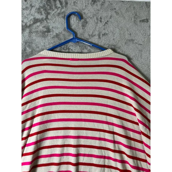 MERSEA‎ Catalina Crewneck Travel Poppy Stripe Pink Red Oversized Coastal Chic P - Image 6