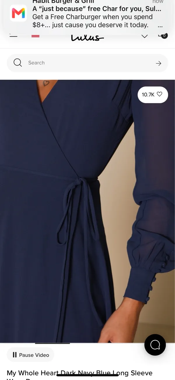 Lulus My Whole Heart Dark Navy Blue Long Sleeve Wrap Dress Size 1X MSRP $99 - Image 4