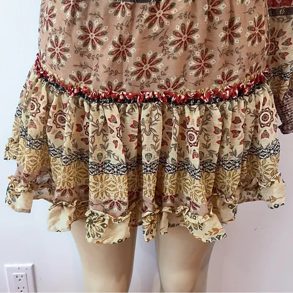 Sky To Moon Chiffon Mini Dress Sz S Long Sleeves Blouson Fit Flare - Image 4
