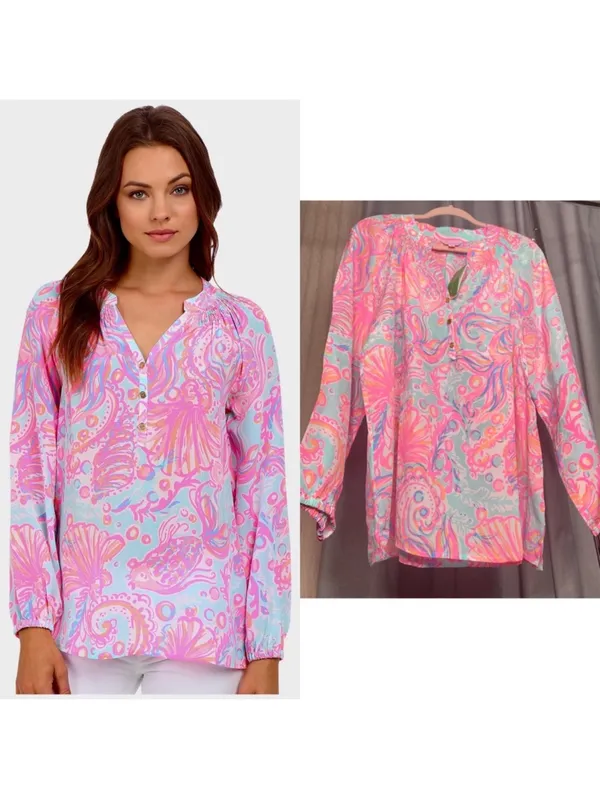 Lilly Pulitzer Elsa Too Much Bubbly 100% Silk Size Small - Image 10
