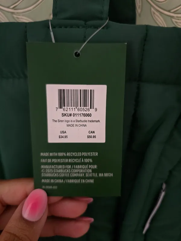 Starbucks Online Exclusive Quilted Green Carryall Tote - Image 8