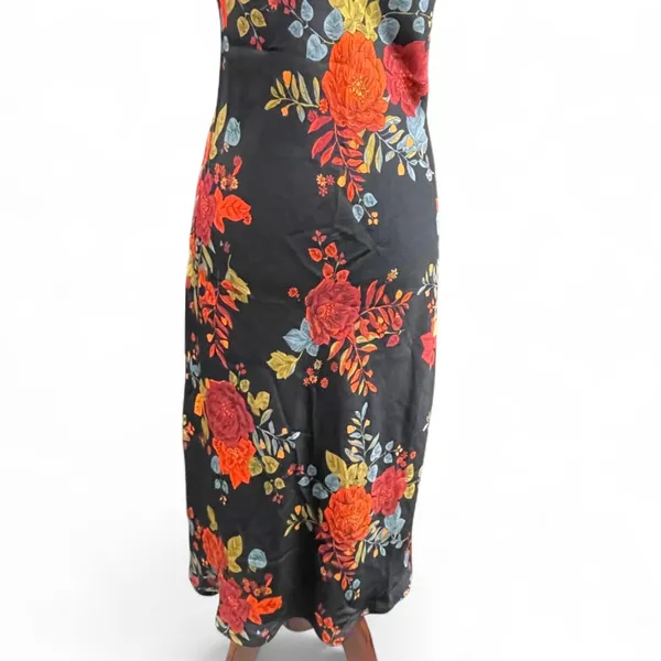 Sara Michelle 90s Style Black‎ Floral Spaghetti Strap Midi Slip Dress Small NWT - Image 4