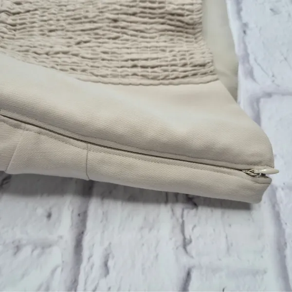 Abercrombie Fitch Tailored Corset Crop Top Size L Beige Tan Smocked Side Zip - Image 7