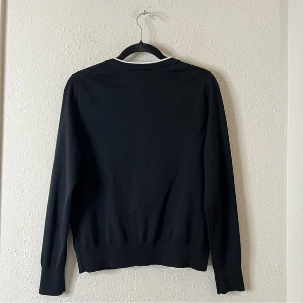 Banana Republic Crew Neck Black Cardigan Size Medium Stretch Cotton - Image 5