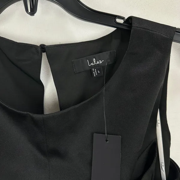 Lulus Contemporary Elegance Black and Cream Satin Tulle Midi Dress Large NWT - Image 6