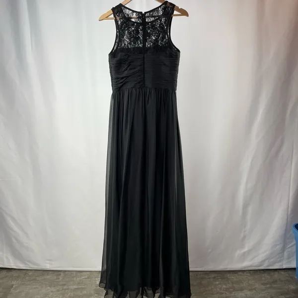 Monique Lhuillier Bridesmaids Sleeveless Lace Detail Gown in‎ Black Size 8 - Image 5
