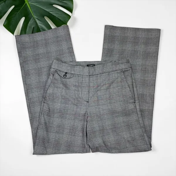 LOFT Glen Plaid Check Wide Leg Trousers - Image 5