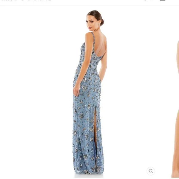 NWT Mac Duggal 5477 Womens Floral Embellished Scoop Neck Evening Gown Dress - Image 5