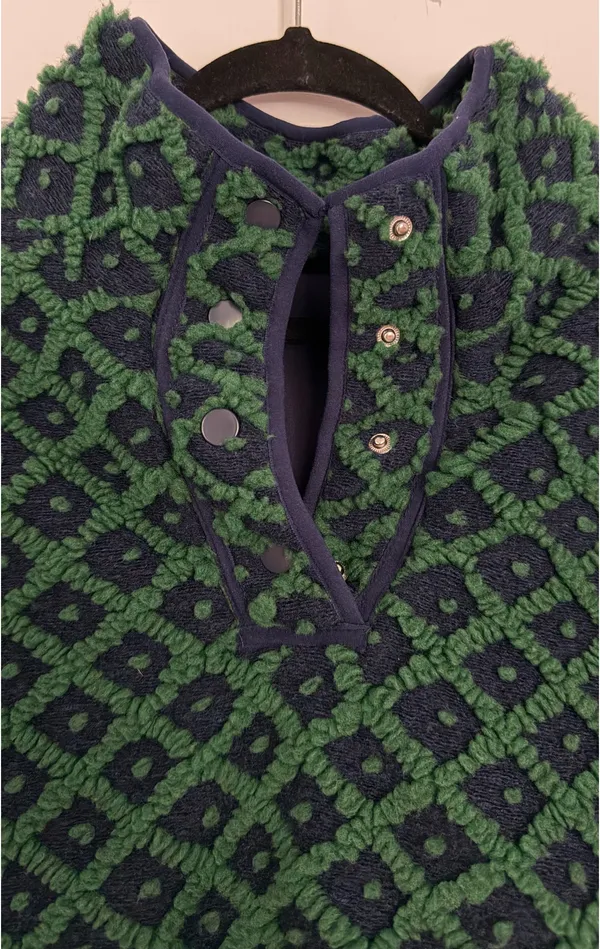 Oversized Fleece Quarter Button Pullover Green Size XL - Image 5