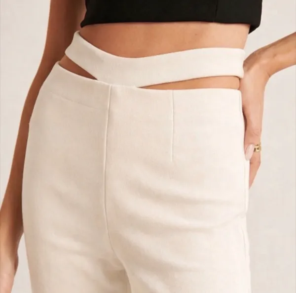 Abercrombie and Fitch White Cut Out Trousers - Image 2