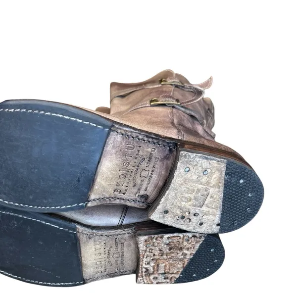 💜 Bed|Stu Gray-Purple Distressed Leather Moto Boots 👢 Women’s Buckle Mid-Calf 💜 - Image 7