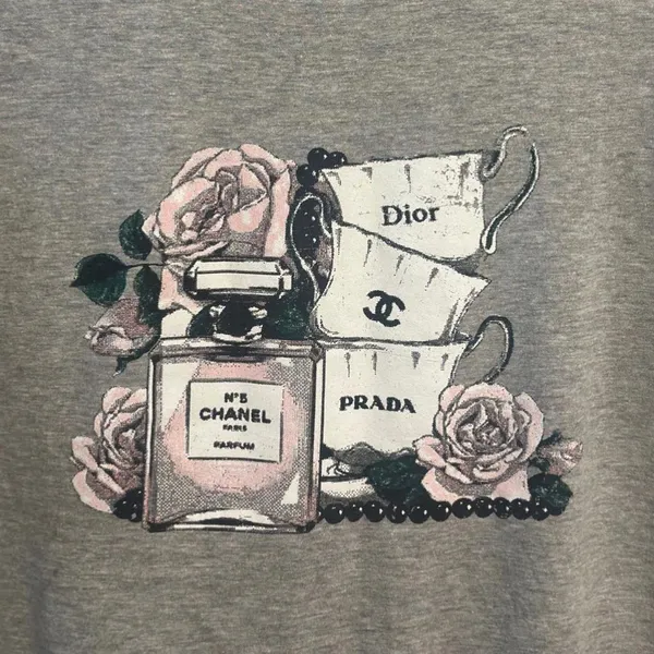 Perfume/Tea cup floral T-shirt - Image 3