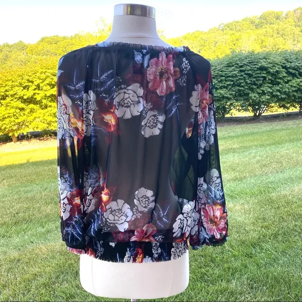 INC Semi Sheer Floral Top - Image 4
