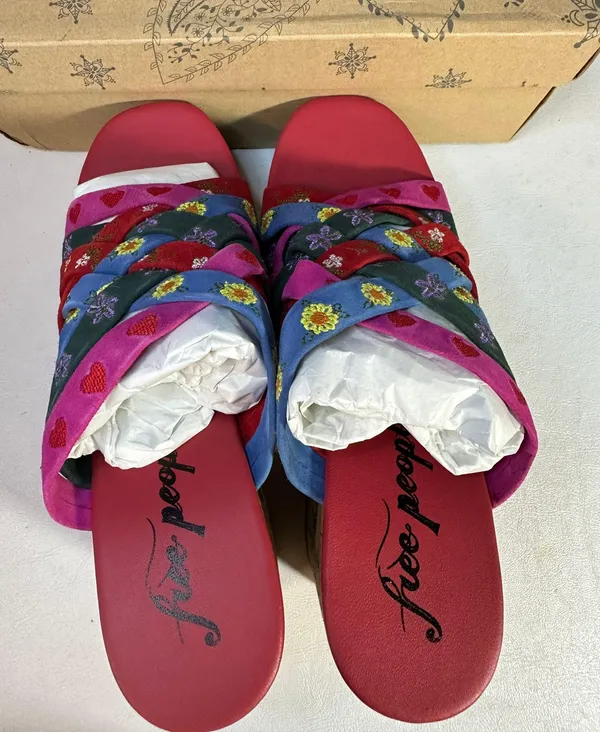 Free People Lisbon Platform Mules Cherry Heart Multi casual classic stylish - Image 5