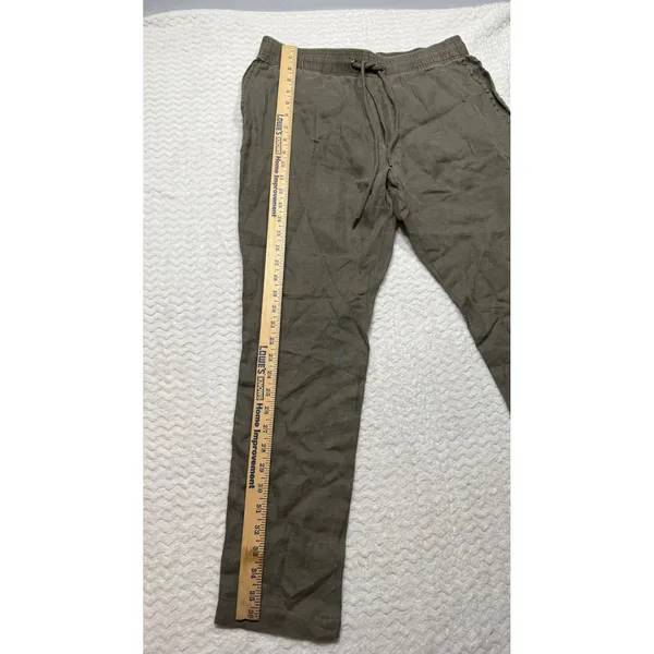 Standard James Perse Womens Olive Linen Drawstring Pants MKO1370 Size 2 - Image 4